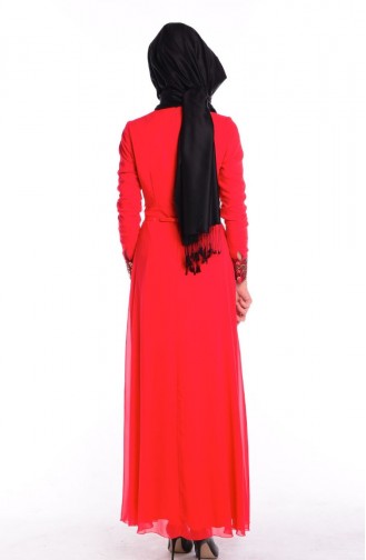 Rot Hijab Kleider 0432-01