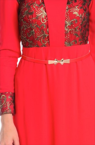 Rot Hijab Kleider 0432-01