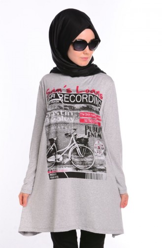 Tesettür Penye Tunik 3005-06 Gri