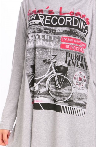 Tesettür Penye Tunik 3005-06 Gri