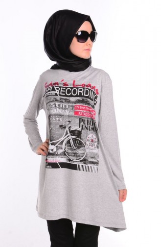 Tesettür Penye Tunik 3005-06 Gri