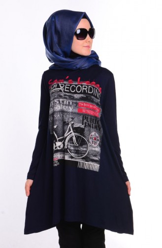 Tesettür Penye Tunik 3005-07 Lacivert
