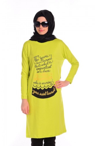 Tesettür Tunik 5039-05 Fıstık Yeşili