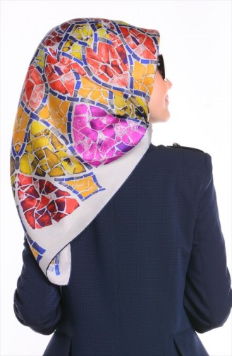 Levidor Ithal İpek Eşarp HH 02 Gri Lacivert