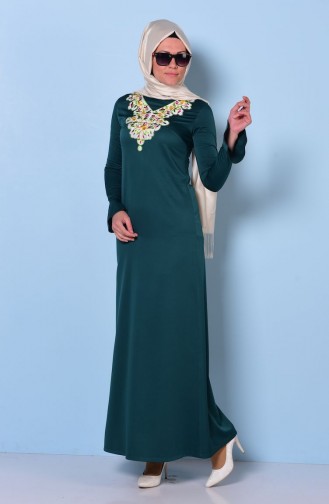 Emerald Green Hijab Dress 0067-01