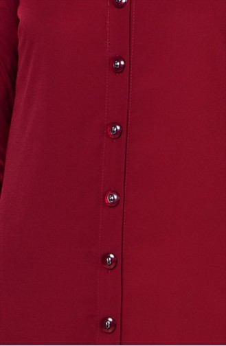 Krep Düğmeli Uzun Tunik 0684-06 Bordo