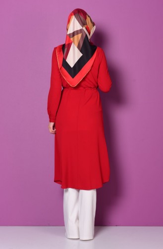 Krep Uzun Tunik 2425-02 Bordo