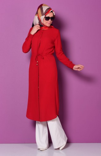 Krep Uzun Tunik 2425-02 Bordo