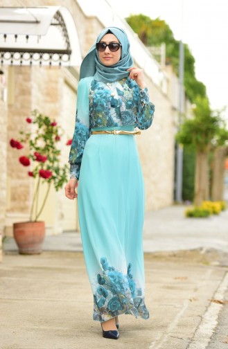Green Almond Hijab Dress 52469-01
