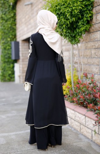 Black Hijab Evening Dress 8392-03