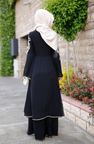 Güpürlü Abiye Elbise 8392-03 Siyah