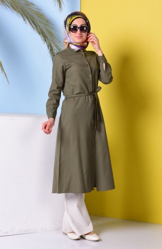 Lange Tunika mit Gürtel 2113-12 Khaki Grün 2113-12