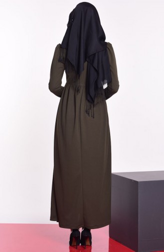 Khaki Hijab Dress 1067-04