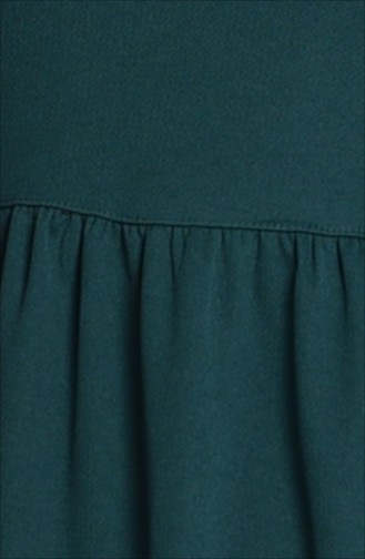 Belden Büzgülü Elbise 1067-06 Zümrüt Yeşil