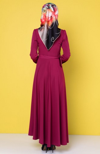 Önü Düğmeli Elbise 8044-05 Mürdüm