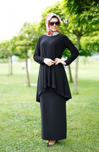 Tunik Etek İkili Takım 1787-01 Siyah