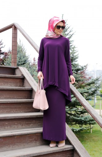 Tunik Etek İkili Takım 1787-02 Mor