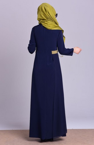Navy Blue Hijab Dress 4002-06