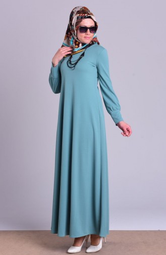 Kolyeli Elbise 8008-10 Çağla Yeşil