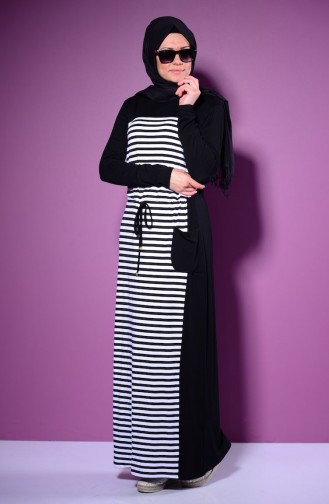Schwarz Hijab Kleider 4527-01