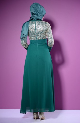 فساتين سهرة بتصميم اسلامي أخضر حشيشي 2369-05
