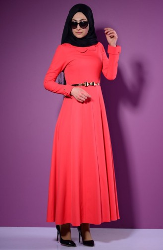 Coral Hijab Dress 7067A-05