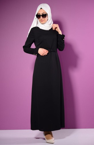 Black Hijab Evening Dress 4194-01