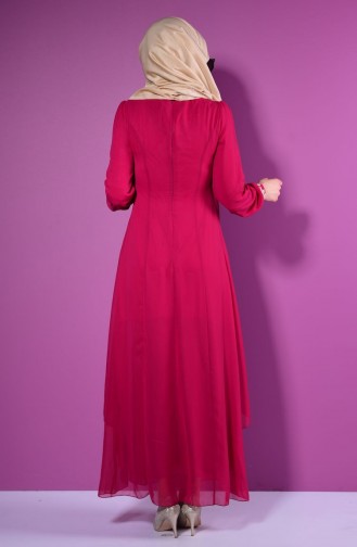 Geschnürtes Kleid aus Chiffon 52221A-01 Fuchsia 52221A-01