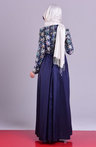 Navy Blue Hijab Dress 52447-03