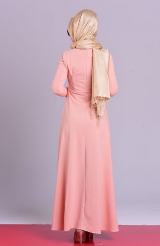 Lachsrosa Hijab-Abendkleider 2054-06