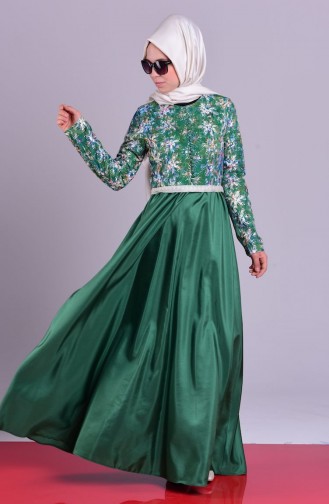 Grün Hijab Kleider 52447-02