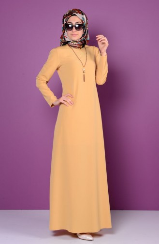 Mustard Hijab Dress 4023-10