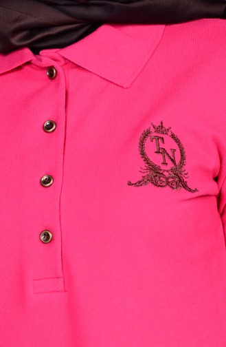 Polo Yaka Tunik 2447-18 Fuşya