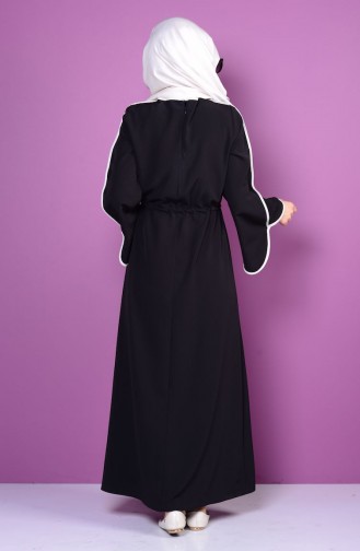 Biye Detaylı Elbise 3045-01 Siyah