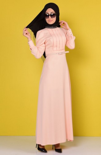 Salmon Hijab Dress 7066-07