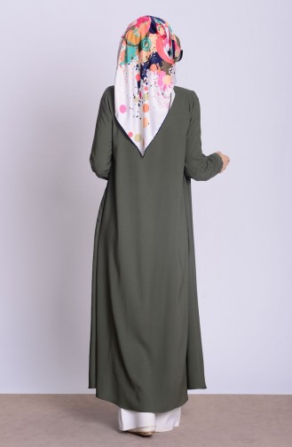 BENGISU Long Viscose Cardigan 4028-08 Khaki Green 4028-08