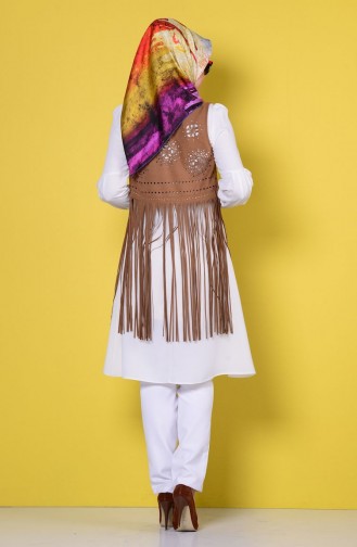Püsküllü Yelek 9281-03 Taba
