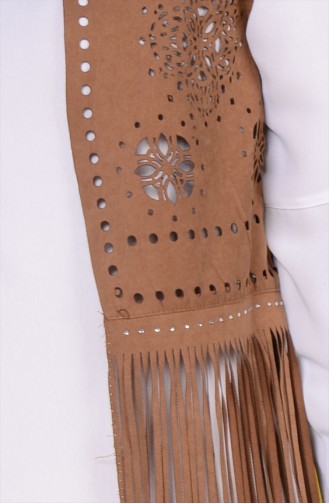 Püsküllü Yelek 9281-03 Taba