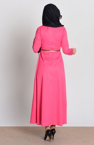 Robe a Ceinture et Collier 2201-11 Fushia 2201-11