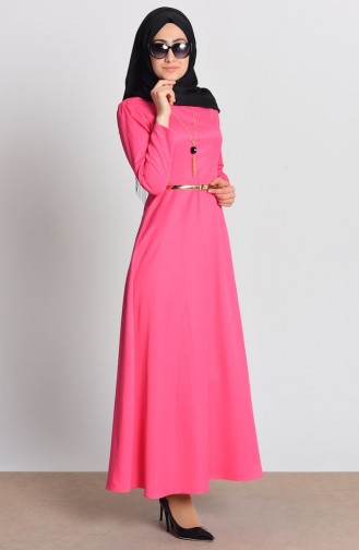 Kleid mit Halskette 2201-11 Fuchsia 2201-11