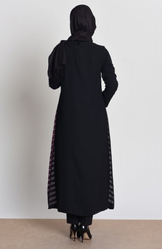 Abaya a Fermeture Mousseline 35704-02 Plum 35704-02