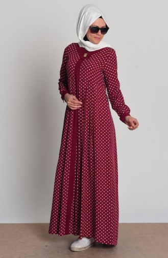 Claret Red Hijab Dress 0696-02