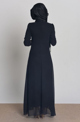 Boncuk İşlemeli Abiye Elbise 4069-01 Siyah