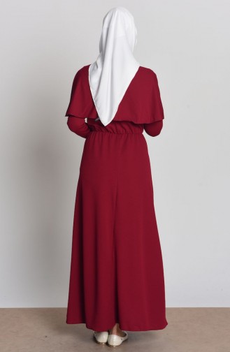 Claret Red Hijab Dress 3309-02