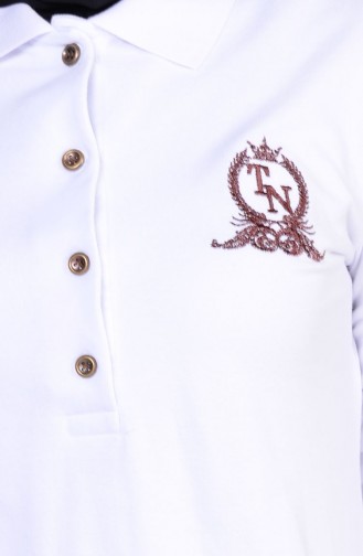Polo Yaka Tunik 2447-14 Beyaz