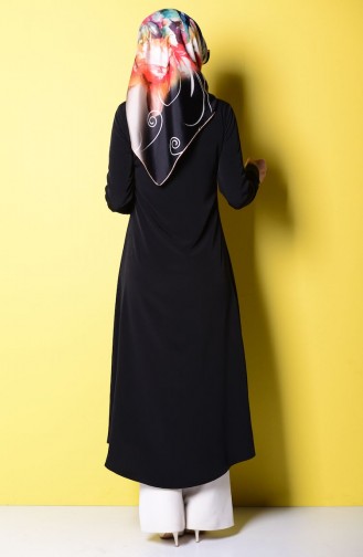 Kolyeli Krep Tunik 1321-05 Siyah