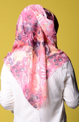 Tülbent Dijital Şal 7027-05 Pembe Mürdüm