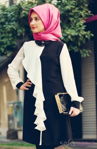 Minel Aşk Tunik 7001-01 Siyah Beyaz