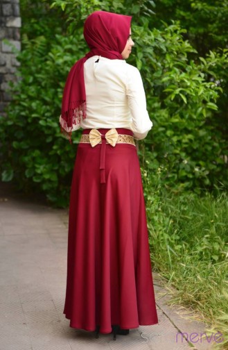 NKCL Bluz Etek Takım 9413-02 Ekru Bordo