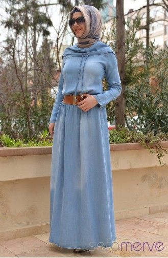 Ice Blue Hijab Dress 8702-01